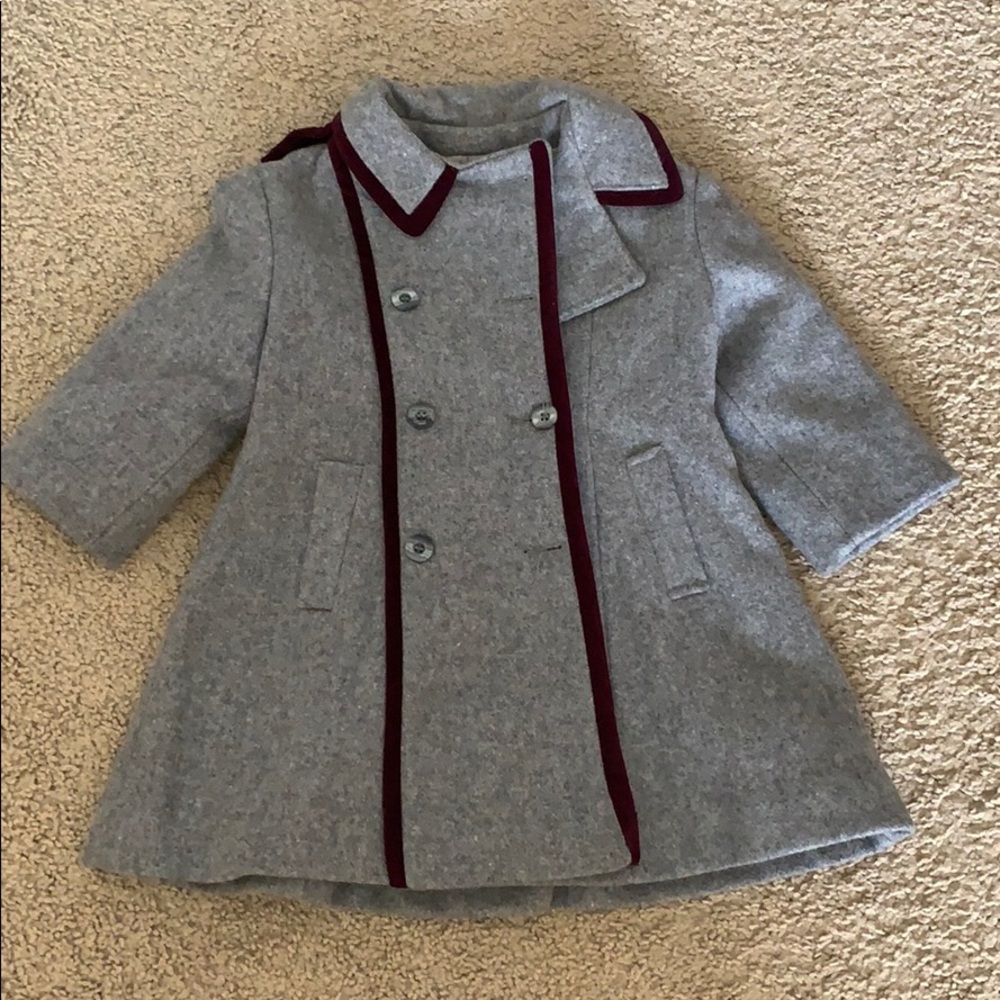 Grey wool pea coat for little girls